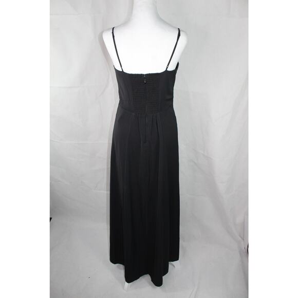 Abercrombie & Fitch satin maxi dress black slit sweetheart cami Medium Tall - Picture 2 of 10